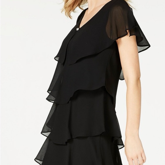 SLNY Black Tiered Midi Dress - Picture 3 of 4